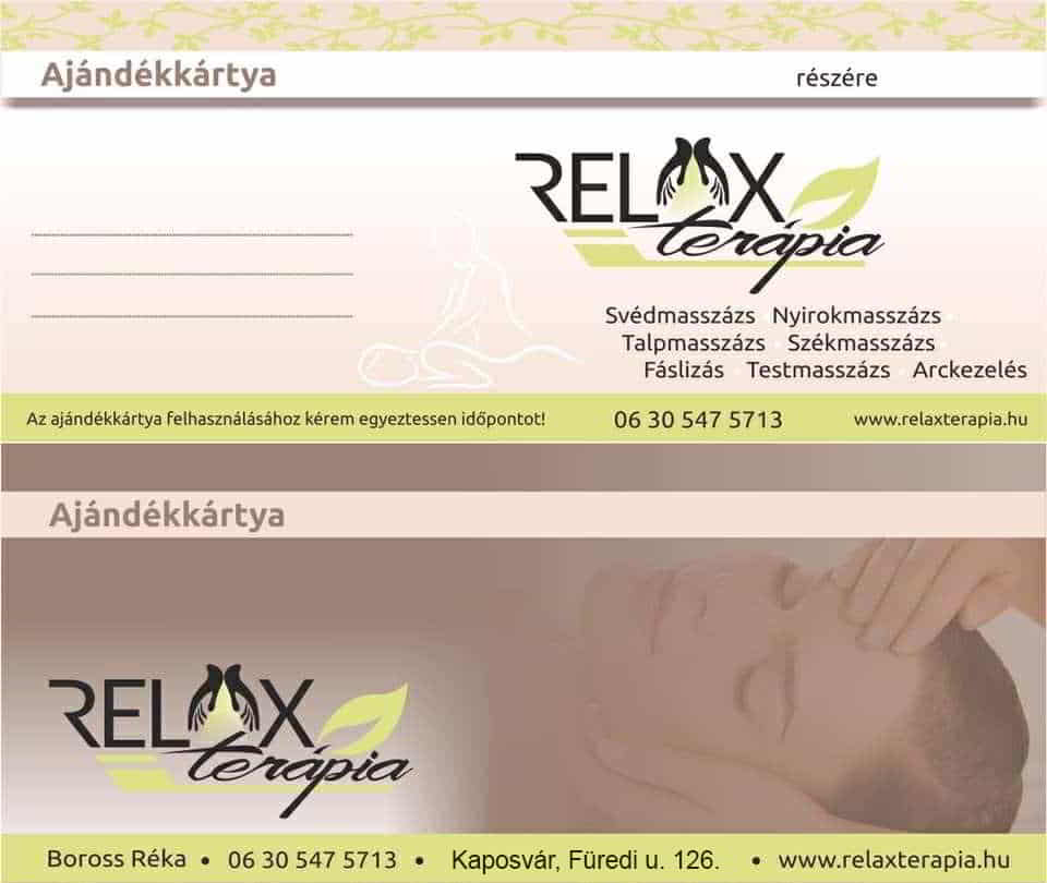 Relax Terápia Ajándékkártya